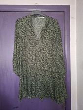 ZARA GREEN BLACK TIERED SMOCK...SIZE EXTRA LARGE