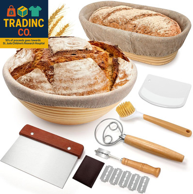 Sourdough Proofing Basket Gift Set, 9'' round and 10'' Oval Banneton Bread Baking