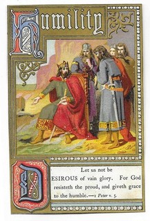 W03 VICTORIAN RELIGIOUS SCRIPTURE PSALMS MOTTO CARD HUMILITY