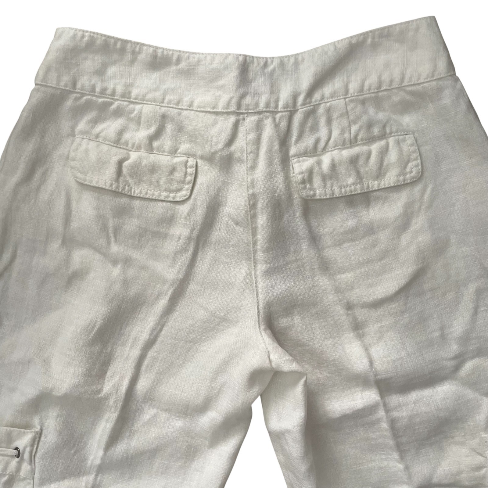 Michael Michael Kors Womens 2 Cargo Bermuda Shorts 100% Linen Pockets White thumbnail 8