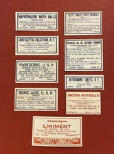 Vintage Drug Store Pharmacy Apothecary Labels Walgreens Lilly Paragoric 9A