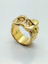 9ct Yellow Solid Gold Double Buckle Ring