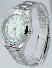 Rolex DateJust II 41mm Blue DIAMOND Roman Smooth Stainless Oyster Watch 116300 3