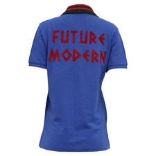 Gucci Future Modern Polo Shirt In Cotton Men Blue S - Image 4 of 4