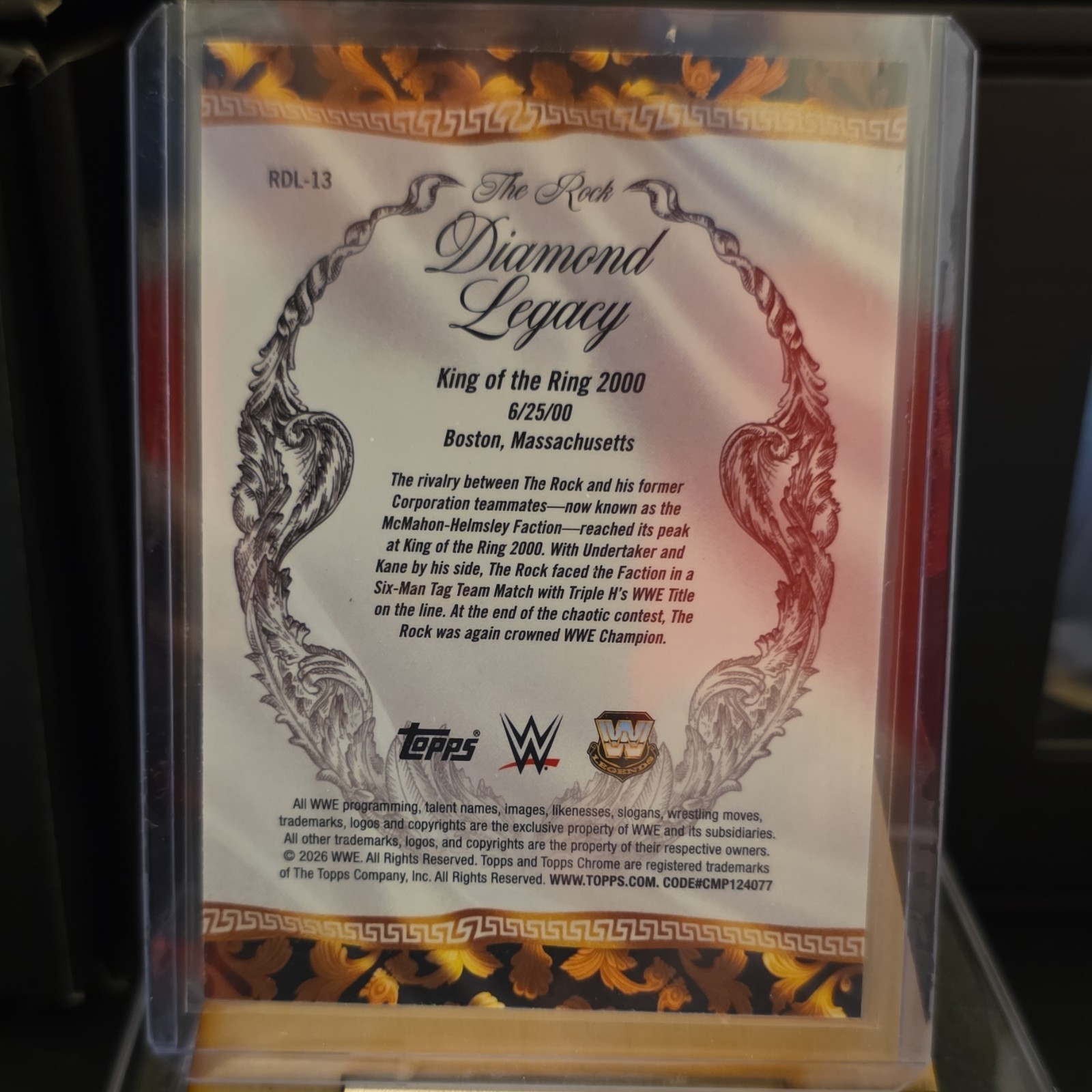 Topps 2026 Chrome WWE The Rock Diamond Legacy Insert Card RDL-13 view 2