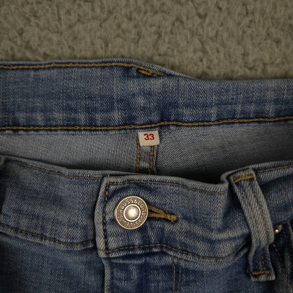 Levis Jean Shorts Women 33 Blue Shaping Bermuda Distressed Mid Rise Stretch FLAW - Image 3 of 4