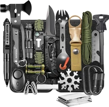 Gifts for Men Dad Husband Fathers Day, Survival Gear and Equipment Kit 21 in 1, 
