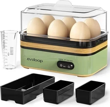 Evoloop Rapid Egg Cooker Electric 6 Eggs Capacity, Soft, Medium, Hard Boiled,...