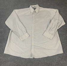 Kenneth Cole Reaction Shirt Mens XL 17.5 34 35 Gray Striped Wrinkle Free Career