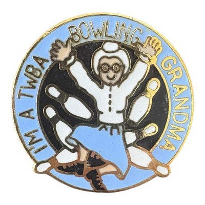 Vintage Bowling Grandma Enamel Pin I Am TWBA Pinback Old Lady Jumping Pegs