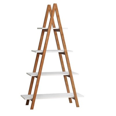 Solid bamboo wood oxford ''A'' frame ladder display bookshelf 