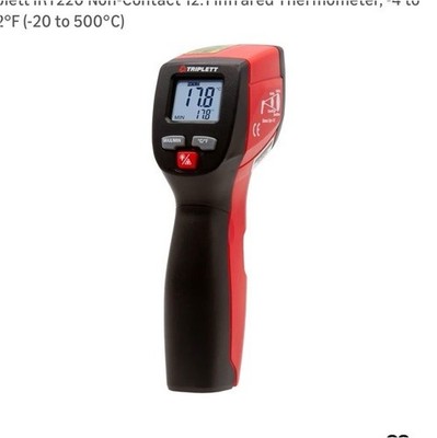 Triplett IRT220 Laser Infrared Thermometer, 12:1, Digital, -4 to 932°F