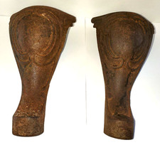 Vintage Pair Victorian Art Deco Cast Iron Stove Legs