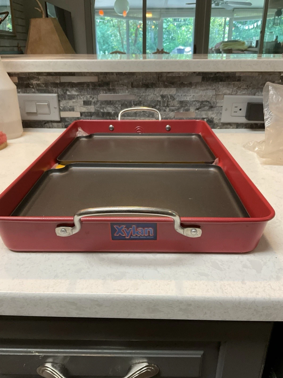 Cooks Essential XYLAN 7 Pc Non-Stick BBQ Grill Pan Griddle Euc