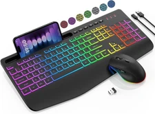 KL3PRO Wireless Backlit Keyboard and Mouse Combo – RGB 9-Color Backlight, Silent