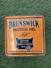 X-RARE 1920s-30s BRUNSWICK S.A.E.30 2 U.S. GALLON MOTOR OIL 100% PENNSYLVANIA👀