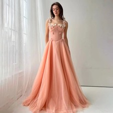 Princess Peals Flower A-line Wedding Dresses Sleeveless Spaghetti Straps Tulle