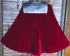 TAHARI Vibrant Red Velvet Christmas TREE SKIRT Plush Slim Line Quilted 60"