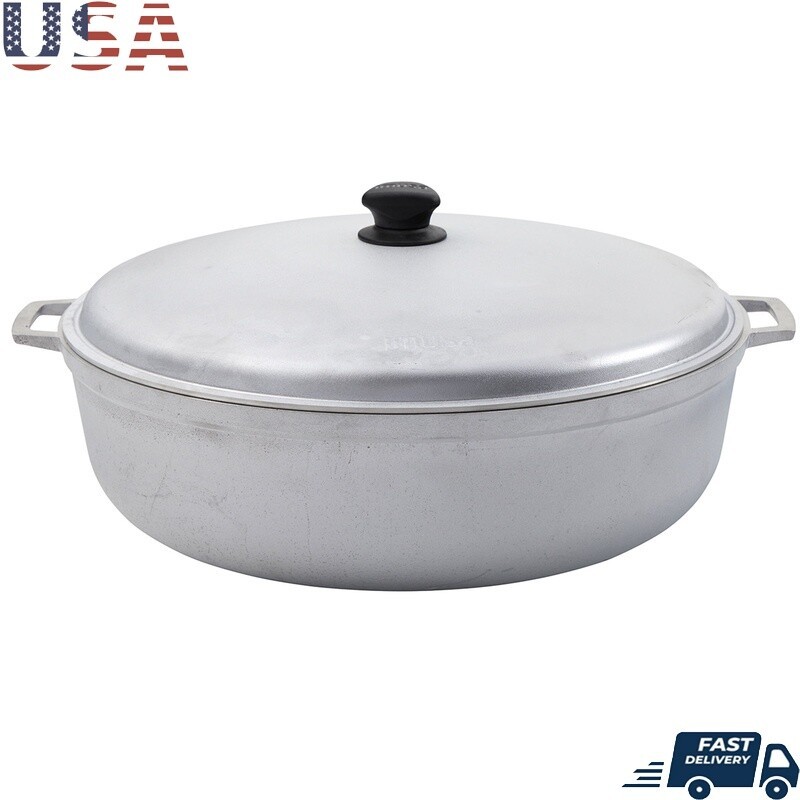 Cast Aluminum Large Cooking Pot W/ Lid Rice Stews Soups Sauces Cookware New
