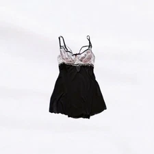 Dreamgirl Black Pale Pink Sheer Mesh Lace Lingerie Dress Size Large 