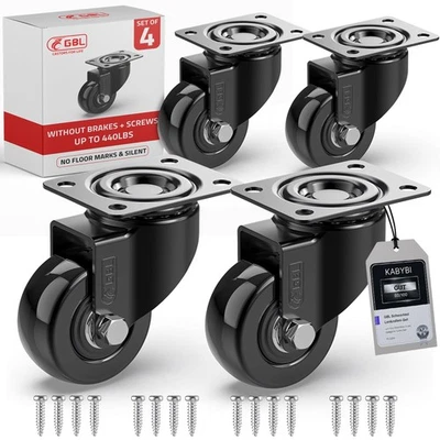 GBL CASTOR WHEELS GBL Ruedas para Muebles Pesados + Tornillos - 50 mm Hasta 200 kg - 4x Ruedas