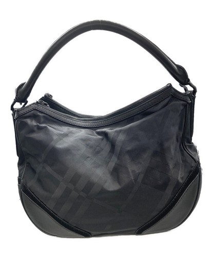 Burberry Black Leather Plaid Top Handle Handbag Model 369031860E Auth