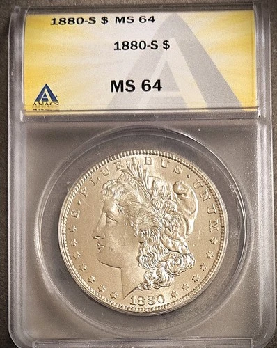 1880-S MORGAN SILVER DOLLAR ** ANACS MS-64 **  PROBLEM FREE COIN  (7745)