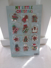 1 Package of 12 Assroted Miniature Gingerbread Christmas Ornaments, New