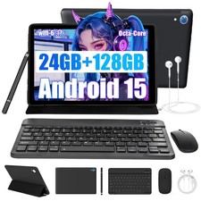10.1 inch Android 15 Tablet 24 128GB IPS LCD HD Touchscreen Octa-core 5000mAh
