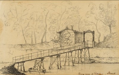 Antike Zeichnung - Eine Brücke zum Pettelaar - Park in Den Bosch - Anonymous - ca. 1900