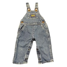 Vintage OshKosh B'Gosh Vestbak Denim Overalls Baby Size 6-9 Months USA Made Blue