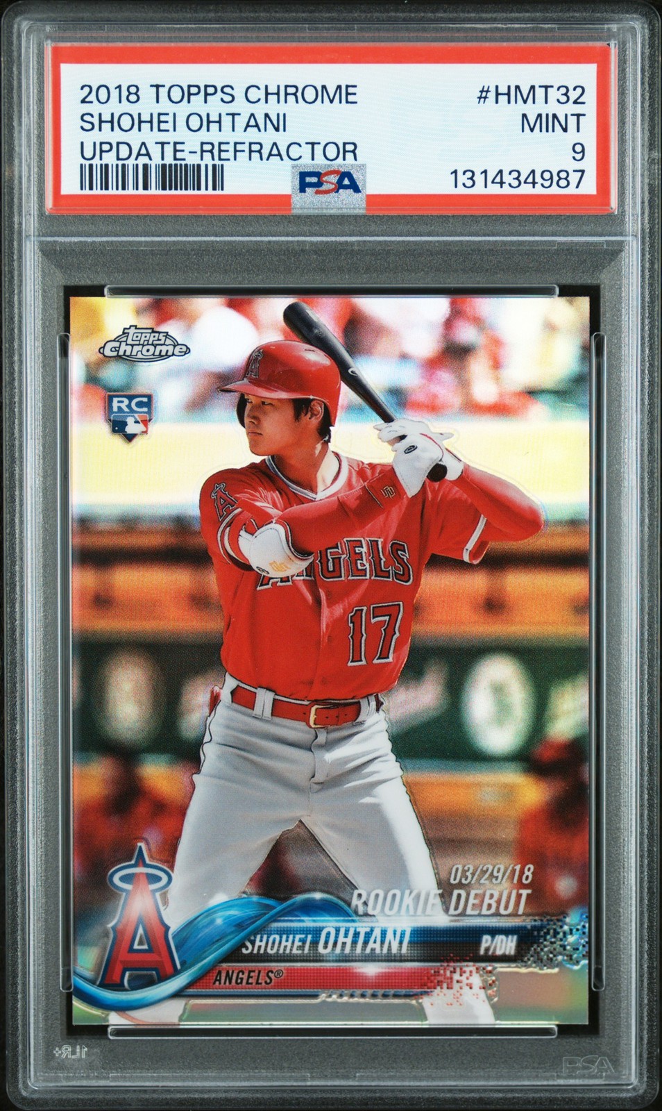 2018 TOPPS CHROME UPDATE REFRACTOR #HMT32 SHOHEI OHTANI ROOKIE RC 49/250 PSA 9