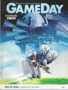 GAMEDAY Program Baltimore Colts v Buffalo Bills 1128/1982 NM Condition