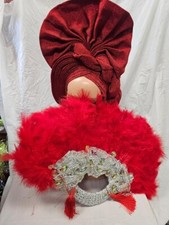 Elegant Red African Bridal Feather Hand Fan