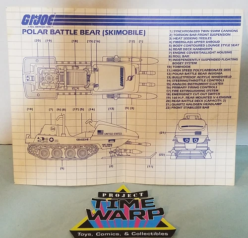 Vintage G.I.Joe Polar Battle Bear (Skimobile) Blueprints Hasbro 1983