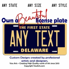Delaware License Plate custom personalized YOUR TEXT Car Bike Key chain Tag