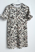 Boohoo Womens Leopard Stretch Mini dress - Size 8 (VN8) NO BELT 
