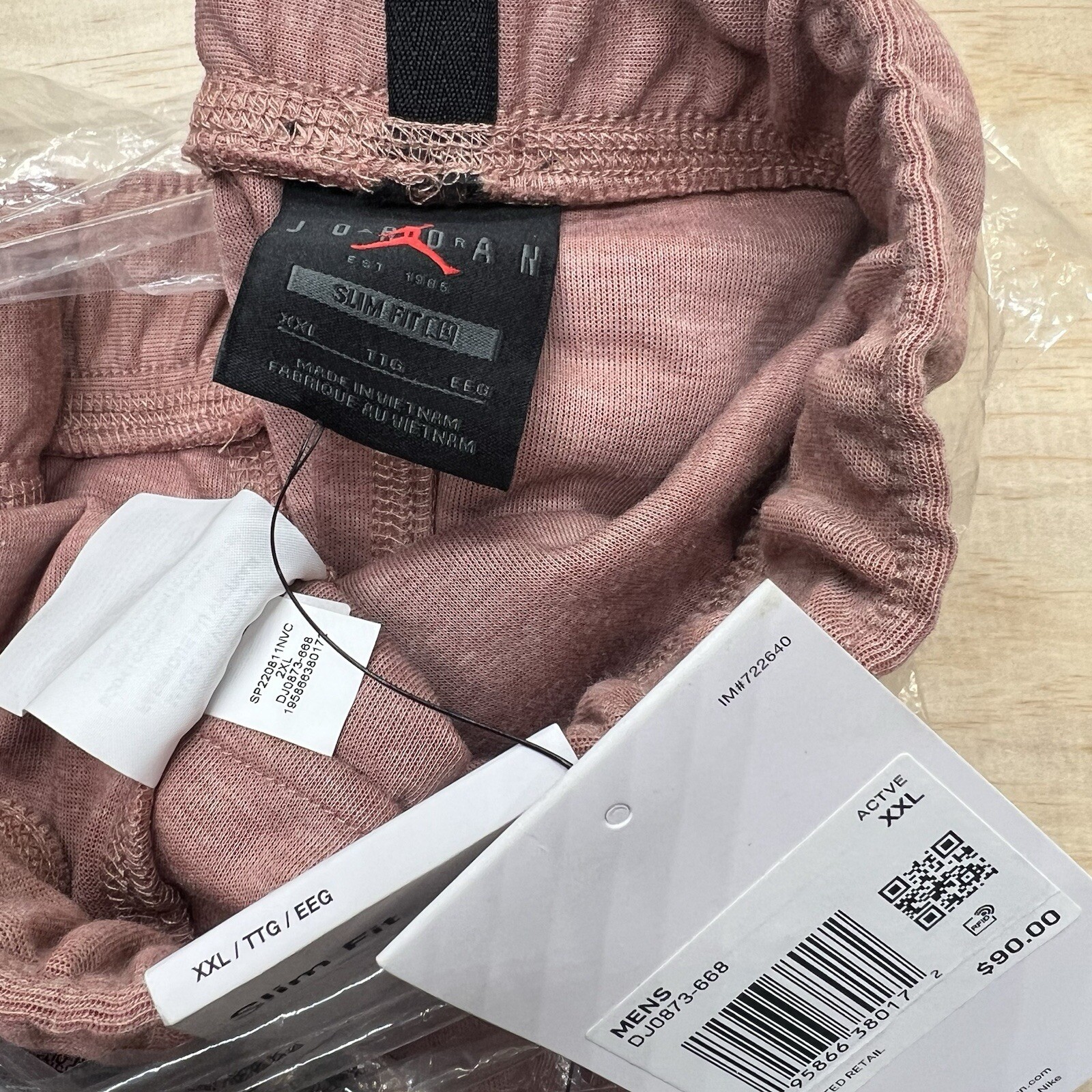 NEW XXL Jordan Dri Fit Statement Fleece Track Pants Slim Fit Coral DJ0873-668 thumbnail 12