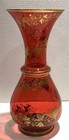 Bohemian Cranberry Gilt Decorated Glass Vase — photo 2
