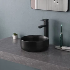 Black Ceramic Sink Bathroom Sink Basin Bowl Countertop Vessel With Pop up Drain