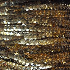 Gold Shiny Metallic 5mm cup Sequin Trim Flat Stitched Strung by the yard 15'
