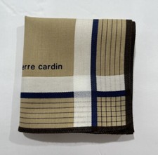 MEN HANDKERCHIEF PIREER CARDIN STRIPED ART BROWN PLAIN COTTON POCKET SQUARE 17"
