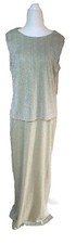 Alex Evenings Sz 12 Siver Thread Sparkle Classic Long Sleeveless Formal Gown