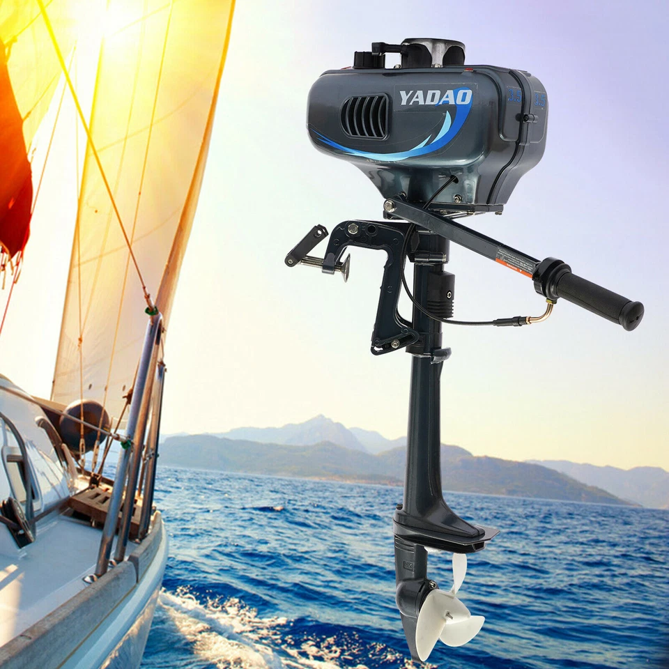 Motor fueraborda, motor de dos tiempos de 3,5 CV, velocidad máxima 4000-5000 rpm, potencia máxima 2,5 KW Foto 3 de 4