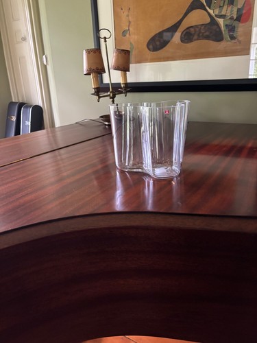 NEW IITTALA Aalto Clear Maljakko Vase Bowl Finland Organic Signed 160 mm NIB - Picture 8 of 10