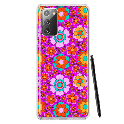 Mundaze Case for Samsung Galaxy Note 20 Cover Groovy Cute Pink Flowers