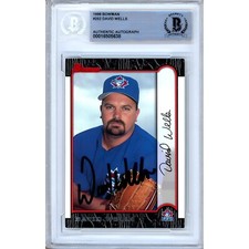 David Wells Signed 1999 Bowman 252 Blue Jays Beckett BAS Slabbed MLB Auto Card