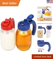 2 Pack Mason Jar Lids Silicone Regular Mouth Airtight Pitcher Pouring Spout