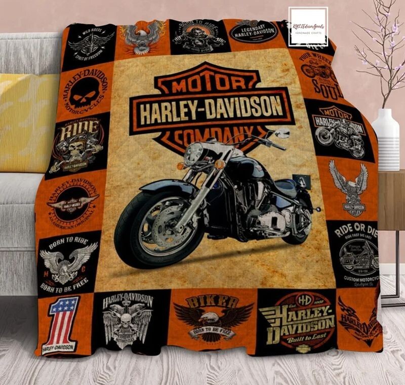 Harley-D-Davidson Motorcycle Blanket NAAR565, Harley Premium Quilt Blanket