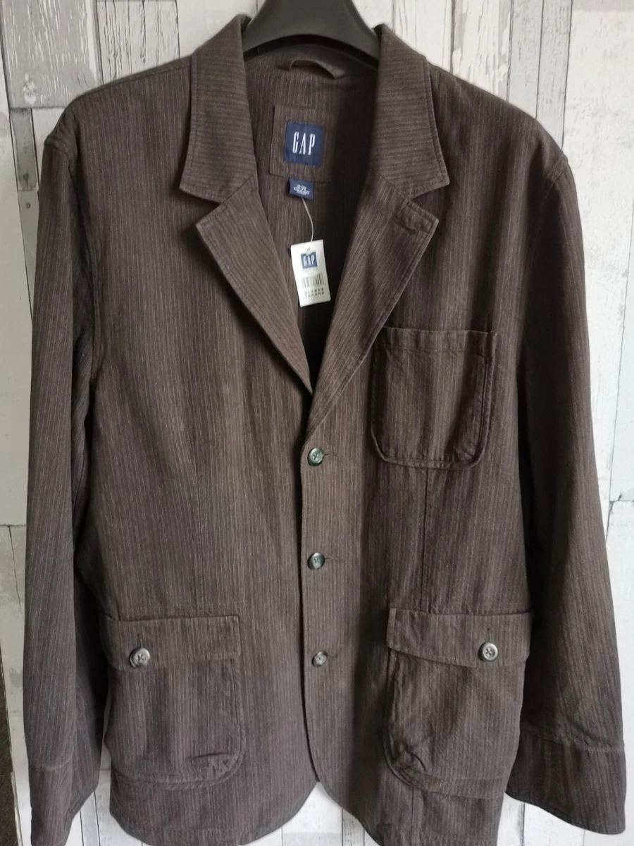 Gap Mens XL Jacket Brown Pin Stripe 100 Cotton Casual Jacket